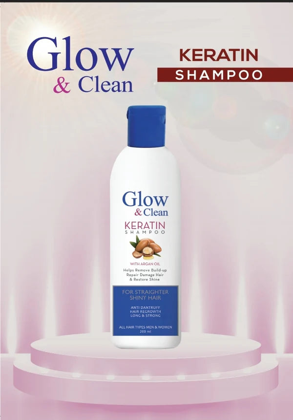 Keratin Shampoo - Smooth, Strong & Shiny Hair - Glow & Clean
